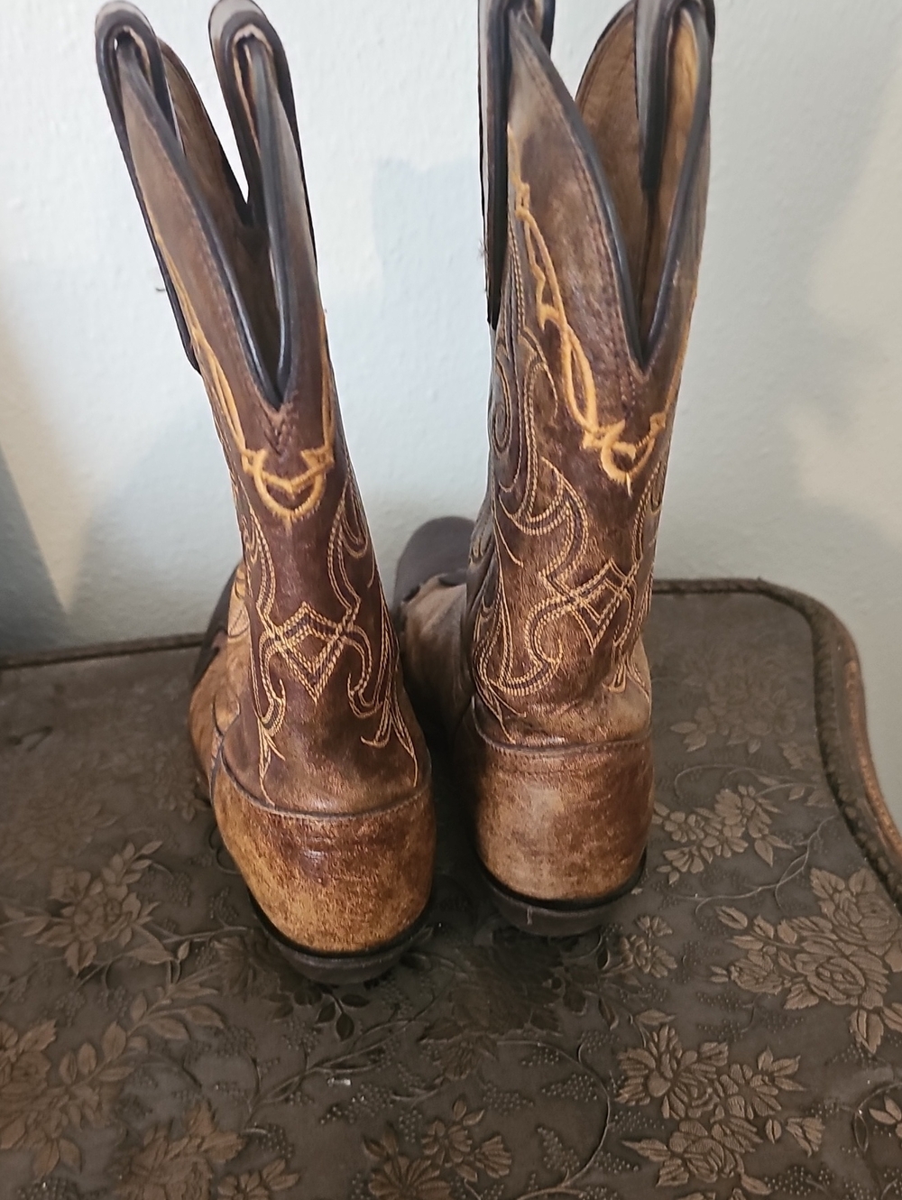 Tony Lama VF6004 Ladies Vacquero Western w/Bark Sante Fe Leather Boot - Picture 5 of 11